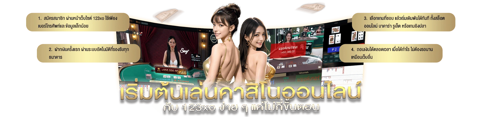 เริ่มต้นเล่นคาสิโนออนไลน์กับ 123xo ง่าย ๆ แค่ไม่กี่ขั้นตอน